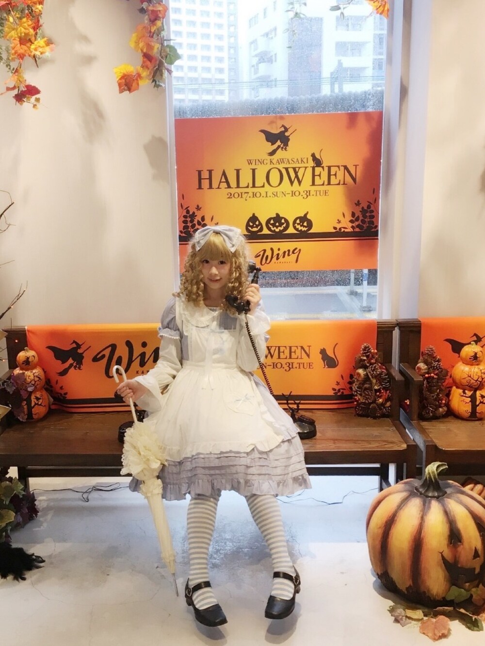 「ハロウィン、wearhalloween2017、halloween、ハロウィンコーデ、仮装、アリス、ロリータ、Alice in wonderland、lolita、harajuku」｜「M.A.Mのアイテム（ワンピース、ブルー系）」を使った、鈴木りぇさん（レディース・156cm）の秋コーディネートの1枚目の写真