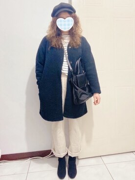「黑白配」｜愛美Amyさん（レディース・160cm）の冬コーディネート