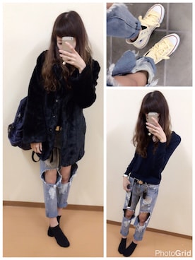 「MichaelKors」｜「アイテム（その他アウター）」を使った、mik_.さん（レディース・162cm）の冬コーディネート