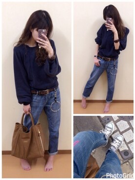 「SEE BY CHLOE（シーバイクロエ）のHARRIET　ハリエット　ミディアムホーボー（ショルダーバッグ）」を使った、mik_.さん（レディース・162cm）の春コーディネート