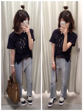 「SEE BY CHLOE（シーバイクロエ）のHARRIET　ハリエット　ミディアムホーボー（ショルダーバッグ）」を使った、mik_.さん（レディース・162cm）の夏コーディネート