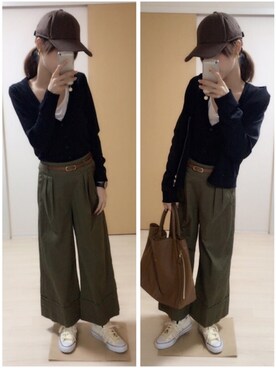 「SEE BY CHLOE（シーバイクロエ）のHARRIET　ハリエット　ミディアムホーボー（ショルダーバッグ）」を使った、mik_.さん（レディース・162cm）の秋コーディネート