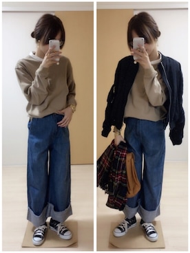 「SUOLO（スオーロ）のアイテム」を使った、mik_.さん（レディース・162cm）の秋コーディネート