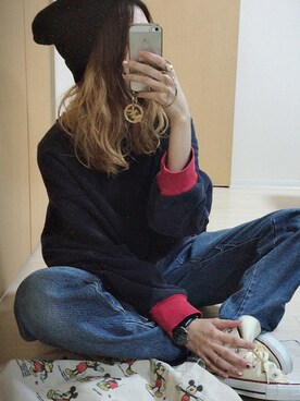 「Abercrombie&Fitch（アバークロンビーアンドフィッチ）のアイテム（スウェット）」を使った、mik_.さん（レディース・162cm）の秋コーディネート