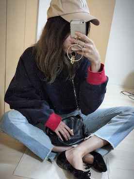 「Abercrombie&Fitch（アバークロンビーアンドフィッチ）のアイテム（スウェット）」を使った、mik_.さん（レディース・162cm）の秋コーディネート