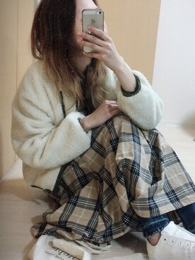 「アイテム（シャツワンピース）」を使った、mik_.さん（レディース・162cm・20代）の冬コーディネート