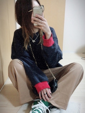 「Abercrombie&Fitch（アバークロンビーアンドフィッチ）のアイテム（スウェット）」を使った、mik_.さん（レディース・162cm）の冬コーディネート