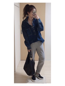 「アイテム（スリッポン）」を使った、mik_.さん（レディース・162cm・20代）の春コーディネート