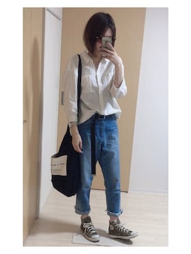「らくちん」｜「アイテム（アナログ腕時計）」を使った、mik_.さん（レディース・162cm）の春コーディネート