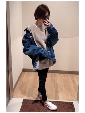 「Ungrid（アングリッド）のハイウエストスキニーデニム（デニムパンツ）」を使った、mik_.さん（レディース・162cm）の冬コーディネート