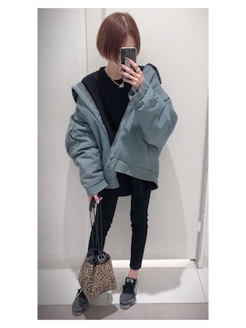「Ungrid（アングリッド）のハイウエストスキニーデニム（デニムパンツ）」を使った、mik_.さん（レディース・162cm）の冬コーディネート