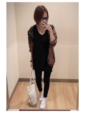 「Ungrid（アングリッド）のハイウエストスキニーデニム（デニムパンツ）」を使った、mik_.さん（レディース・162cm）の春コーディネート