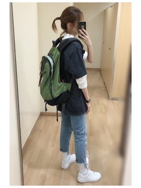 「OZOC（オゾック）のアイテム（デニムパンツ）」を使った、mik_.さん（レディース・162cm）の秋コーディネート