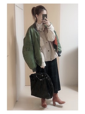 「LOWRYS FARM（ローリーズファーム）のストレッチヒールブーツ　851418（ブーツ）」を使った、mik_.さん（レディース・162cm）の冬コーディネート