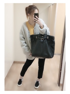「Ungrid（アングリッド）のハイウエストスキニーデニム（デニムパンツ）」を使った、mik_.さん（レディース・162cm）の冬コーディネート