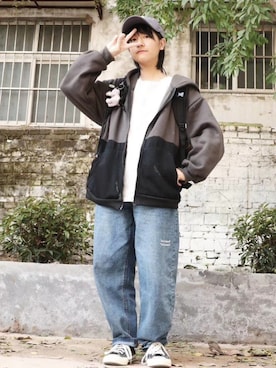 「基础款」｜「アイテム（帽子）」を使った、爱吃鱼的朱朱さん（レディース・158cm）の冬コーディネート