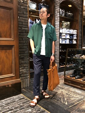 「開襟シャツ」｜nano・universe 名古屋ラシック STAFFさん（メンズ・170cm）の夏コーディネート