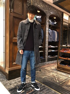 「NANO universe（ナノユニバース）のアイテム（ステンカラーコート）」を使った、nano・universe 名古屋ラシック STAFFさん（メンズ・170cm）の秋コーディネート