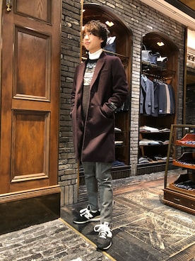 「NANO universe（ナノユニバース）のアイテム（チェスターコート）」を使った、nano・universe 名古屋ラシック STAFFさん（メンズ・170cm）の秋コーディネート