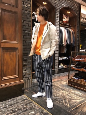 「ヒッコリー」｜「アイテム（ブルゾン）」を使った、nano・universe 名古屋ラシック STAFFさん（メンズ・170cm）の冬コーディネート