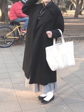 「白タイツ」｜「アイテム（その他アウター）」を使った、ayaさん（レディース・157cm）の春コーディネート