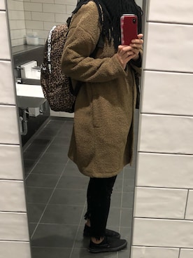 「UNIQLO（ユニクロ）のフリースコーディガン（長袖）（その他アウター、ブラウン系）」を使った、shiikaさん（レディース・168cm）の秋コーディネート