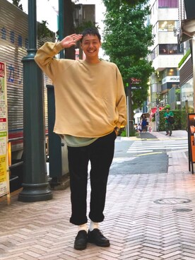 「Gramicci（グラミチ）のアイテム（スウェット）」を使った、tenkuluさん（メンズ・174cm）の秋コーディネート