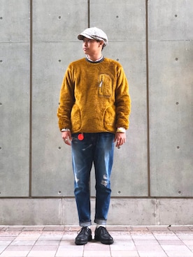 「and wander（アンドワンダー）のアイテム（その他トップス）」を使った、tenkuluさん（メンズ・174cm）の秋コーディネート