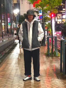 「MANASTASH（マナスタッシュ）のアイテム（ベスト）」を使った、tenkuluさん（メンズ・174cm）の秋コーディネート