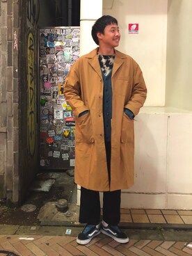 「アイテム（ステンカラーコート）」を使った、tenkuluさん（メンズ・174cm・20代）の秋コーディネート