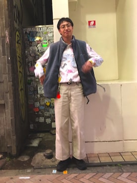 「MANASTASH（マナスタッシュ）のアイテム（ベスト）」を使った、tenkuluさん（メンズ・174cm）の秋コーディネート