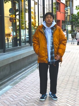 「MANASTASH（マナスタッシュ）のアイテム（ジャケット/アウター）」を使った、tenkuluさん（メンズ・174cm）の秋コーディネート