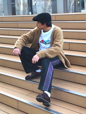 「MANASTASH（マナスタッシュ）のアイテム（カーディガン/ボレロ）」を使った、tenkuluさん（メンズ・174cm）の冬コーディネート
