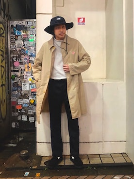 「アイテム（ステンカラーコート）」を使った、tenkuluさん（メンズ・174cm・20代）の春コーディネート