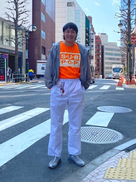 「and wander（アンドワンダー）のアイテム（ジャケット/アウター）」を使った、tenkuluさん（メンズ・174cm）の春コーディネート