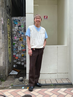「MANASTASH（マナスタッシュ）のアイテム（ベスト）」を使った、tenkuluさん（メンズ・174cm）の夏コーディネート