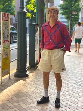 「MANASTASH（マナスタッシュ）のMANASTASH/マナスタッシュ　HEMP SHORTS for BEAVER ヘンプショーツフォービーバー（その他パンツ）」を使った、tenkuluさん（メンズ・174cm）の夏コーディネート