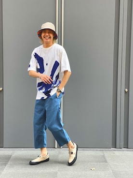 「WILD THINGS（ワイルドシングス）のアイテム（帽子）」を使った、tenkuluさん（メンズ・174cm）の夏コーディネート