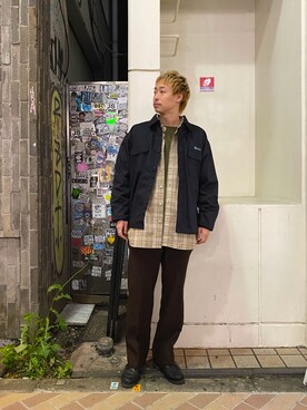 「シャツオンシャツ」｜「アイテム（Tシャツ/カットソー）」を使った、tenkuluさん（メンズ・174cm）の秋コーディネート