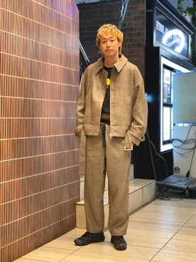 「meanswhile（ミーンズワイル）のアイテム（パンツ）」を使った、tenkuluさん（メンズ・174cm）の秋コーディネート