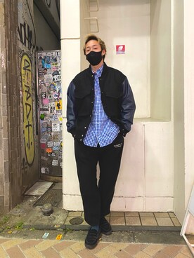 「MANASTASH（マナスタッシュ）のアイテム（スウェットパンツ）」を使った、tenkuluさん（メンズ・174cm）の冬コーディネート