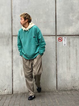 「MANASTASH（マナスタッシュ）のアイテム（パーカー）」を使った、tenkuluさん（メンズ・174cm）の冬コーディネート