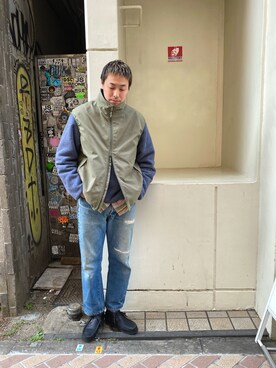 「ABU GARCIA（アブ・ガルシア）のアイテム（ベスト）」を使った、tenkuluさん（メンズ・174cm）の冬コーディネート