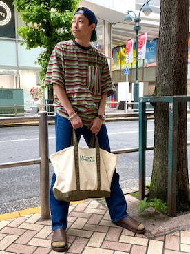 「MANASTASH（マナスタッシュ）のアイテム（バッグ）」を使った、tenkuluさん（メンズ・174cm）の夏コーディネート