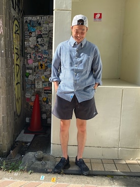 「meanswhile（ミーンズワイル）のアイテム」を使った、tenkuluさん（メンズ・174cm）の夏コーディネート