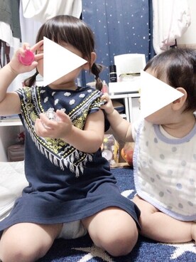 「アイテム（ワンピース/ドレス、ブルー系）」を使った、a.iさん（キッズ・90cm）の夏コーディネート