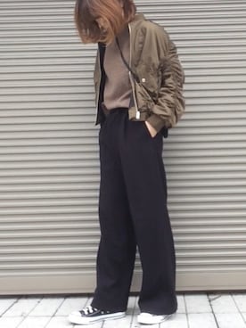 「TODAYFUL（トゥデイフル）のアイテム（MA-1）」を使った、chikaさん（レディース・162cm）の冬コーディネート