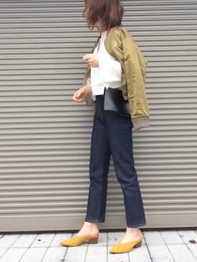 「SLY（スライ）の【ViVi11月号掲載】OWEN JW STRAIGHT-A（デニムパンツ）」を使った、chikaさん（レディース・162cm）の春コーディネート