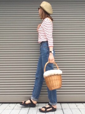 「FIL DE FER（フィルデフェール）のアイテム（パンツ）」を使った、chikaさん（レディース・162cm）の春コーディネート