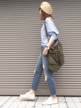 「ペーパーベレー」｜「アイテム（帽子）」を使った、chikaさん（レディース・162cm）の春コーディネート